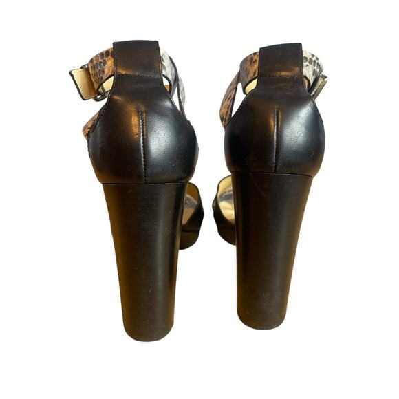 M. Gemi The Nebbia Black Reptile Strap Heeled Sandal Leather Size 9 - Picture 6 of 9
